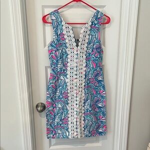 Lilly Pulitzer for Target Blue and Pink Dress with White Lace
